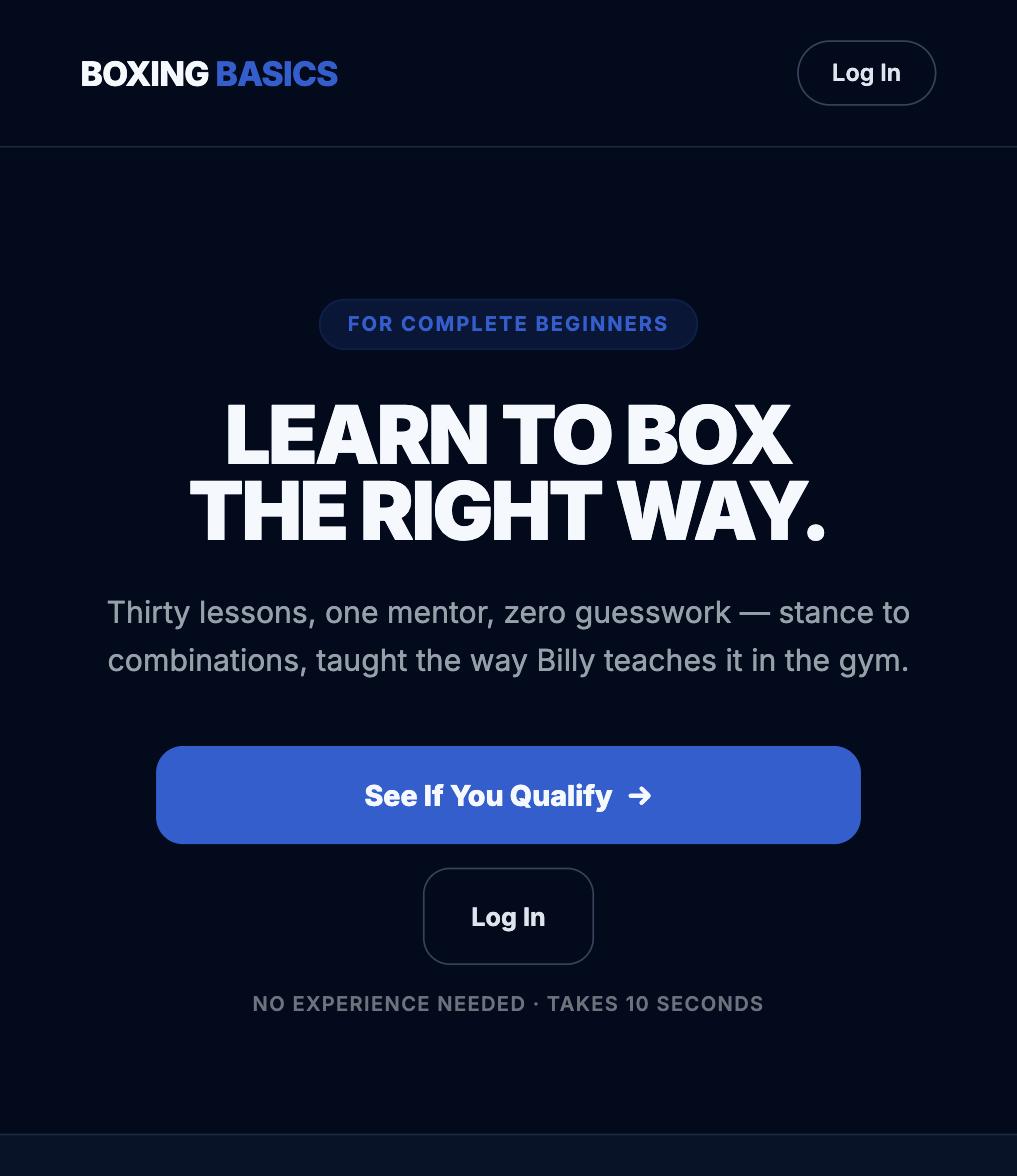 Boxing Basics, live course platform