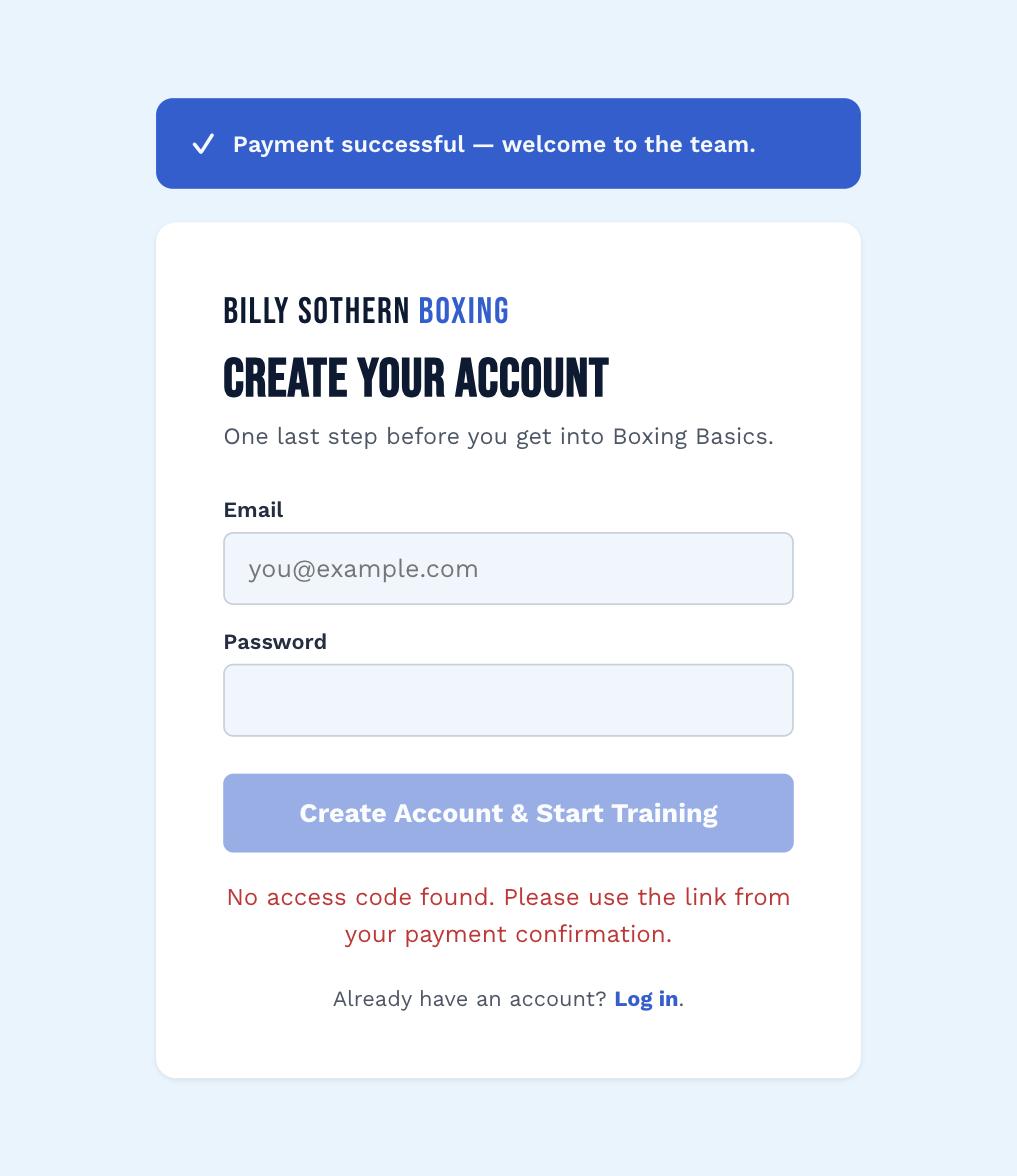 Real account creation gated behind a verified Stripe payment